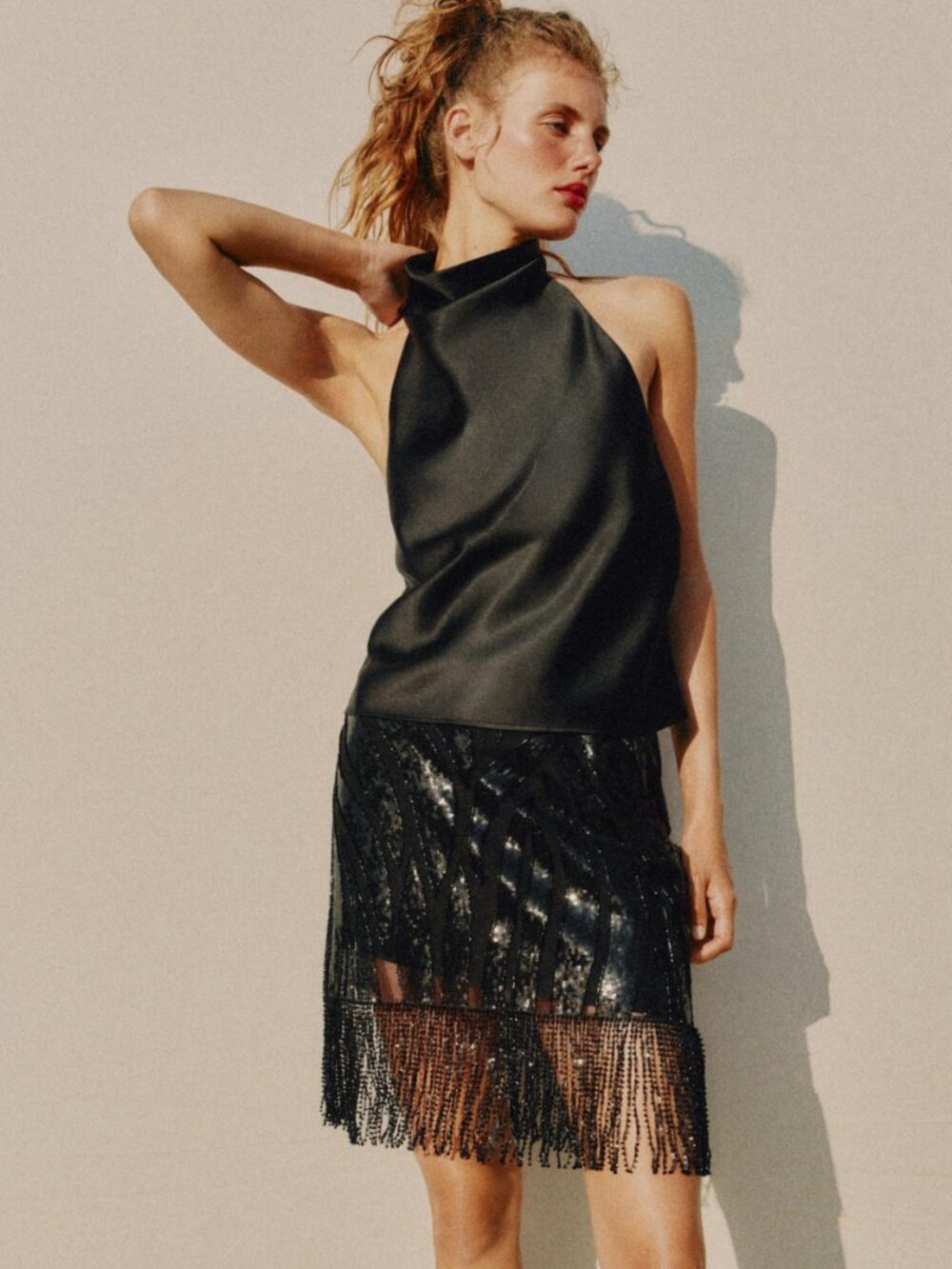 ZARA Satin Effect Cowl Halter Top | Open Back | Black | NWT | Size XS, S, M & L - Picture 3 of 15